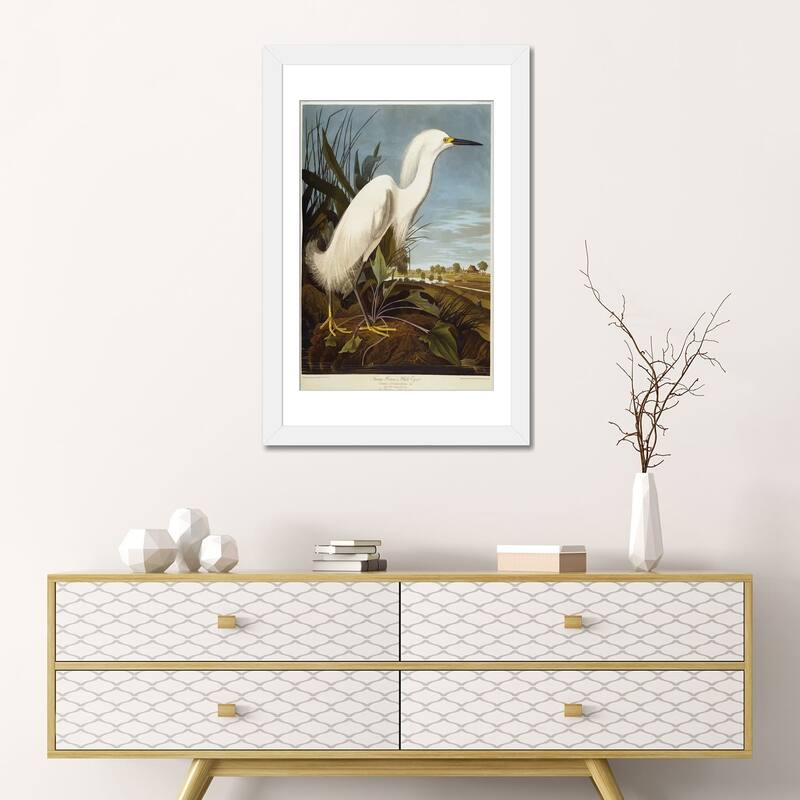 iCanvas "Snowy Heron Or White Egret / Snowy Egret " by John James Audubon