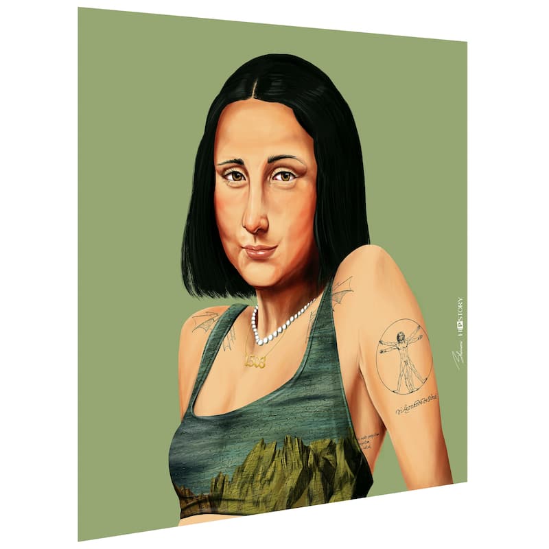 Empire Art Direct "Hip Mona Lisa" Printed Tempered Art Glass Wall Art - Multi-Color