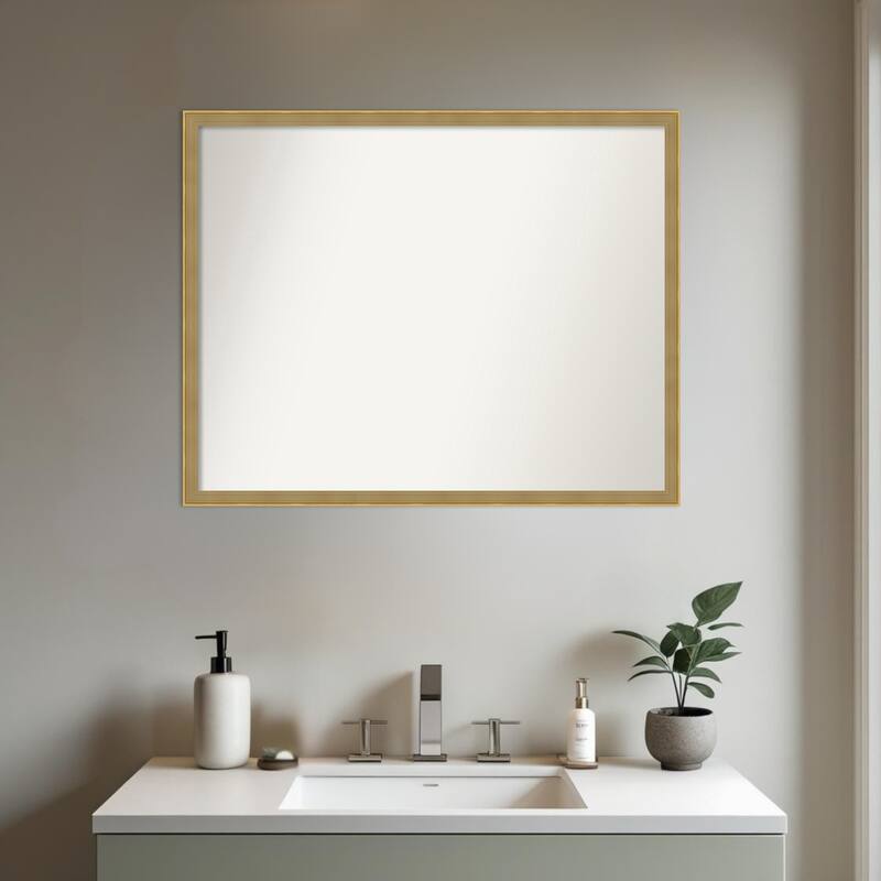Incline Non-Beveled Wood Framed Bathroom Vanity Wall Mirror