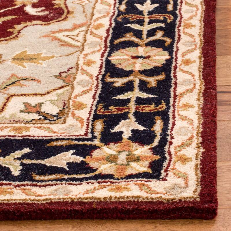 SAFAVIEH Handmade Heritage Harmony Stripe Traditional Oriental Wool Rug - 2'3" x 10' Runner - Red/Black