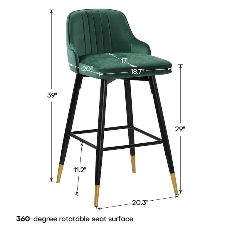 Modern Velvet Upholstered Swivel Counter/ Bar Stools Set of 2/4