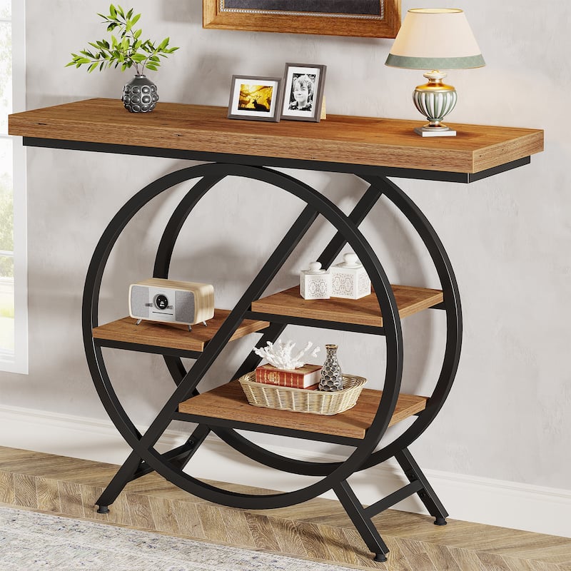 39.4-Inch Console Table, 4- Tier Industrial Entryway Table