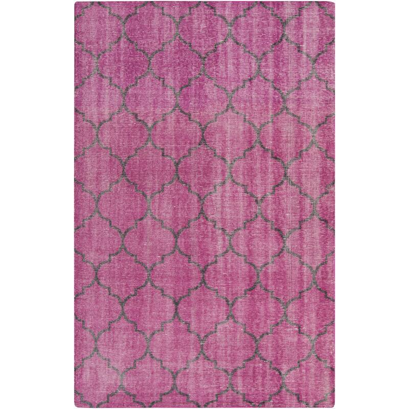 Beverly Hand-knotted Bohemian Trellis Wool Area Rug - 5'6" x 8'6" - Magenta