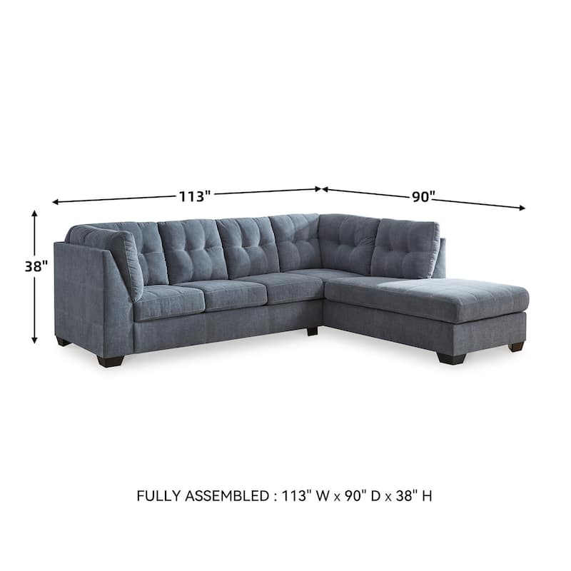 Signature Design by Ashley Marleton Dark Blue 2-Piece Sleeper Sectional with Chaise - 115"W x 91"D x 38"H