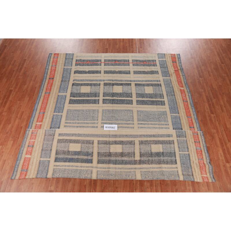 Flatweave Vegetable Dye Kilim Turkish Large Rug Oriental Jute Carpet - 10'8" x 13'1"