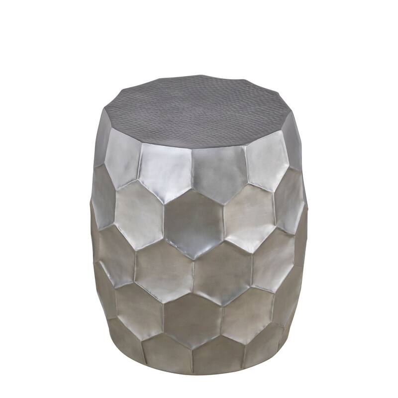 Modern Contemporary Aluminum material 21" Height End Table, Side Table with Glossy Diamond-Patterned Base