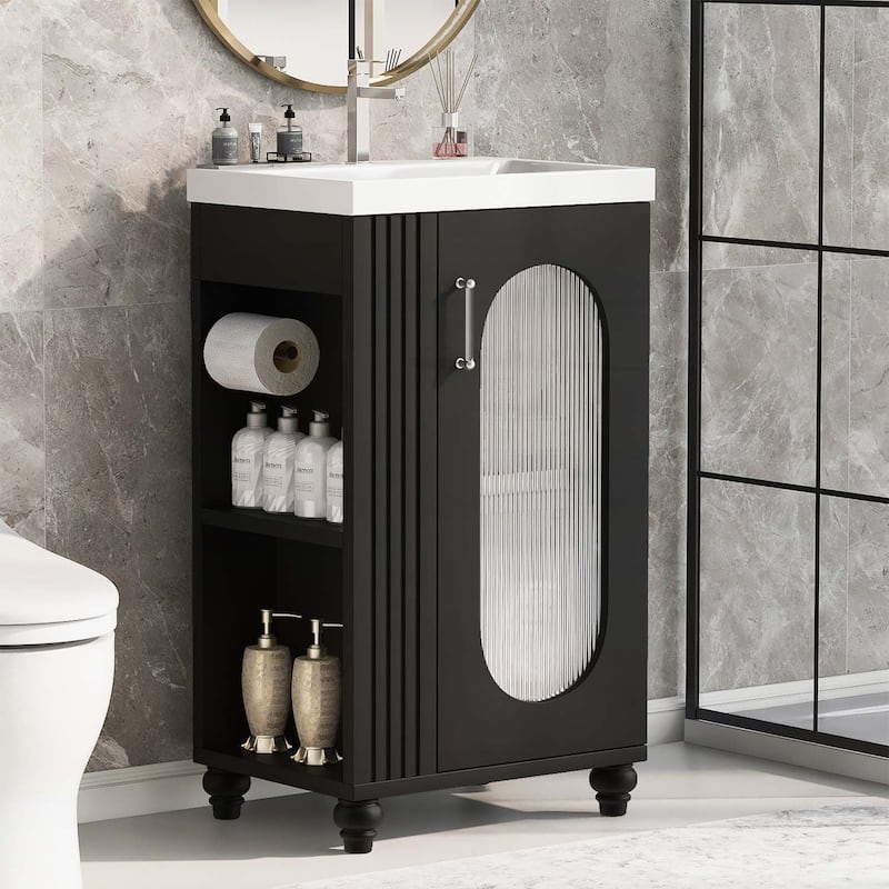 Bathroom Vanity Cabinet with Sink,with Two-tier Shelf,Adjustable Shelf