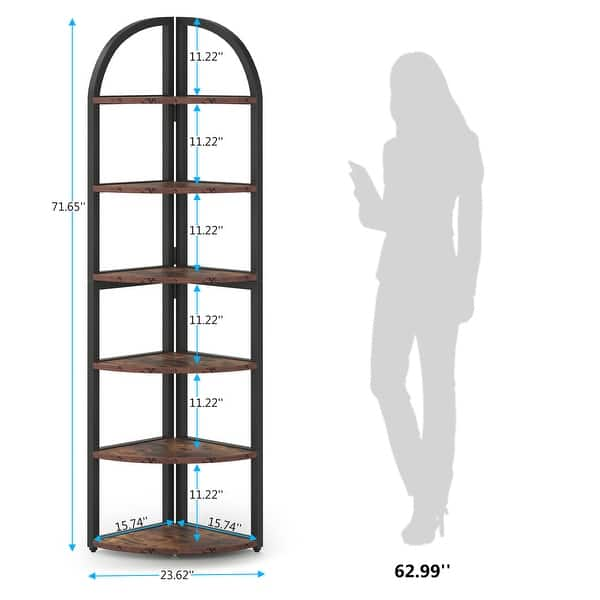 6 Tier/7 Tier Corner Shelf, Tall Corner Bookshelf, Freestanding