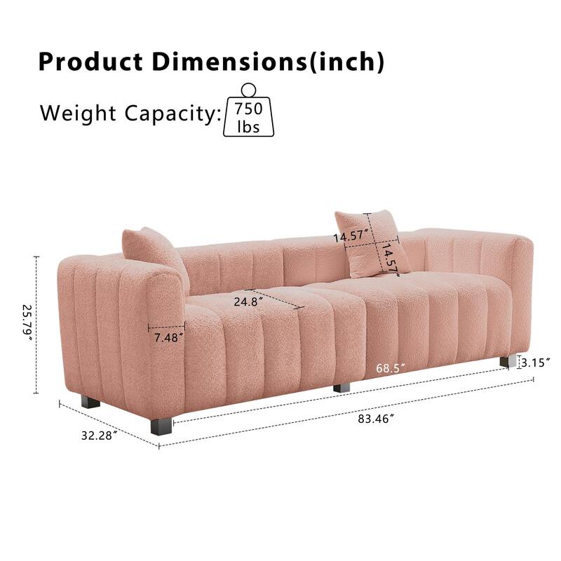 83.46'' Premium Velvet Sofa 3-Seater Loveseat, Modern Bubble Upholstered Couch with Metal Base Legs