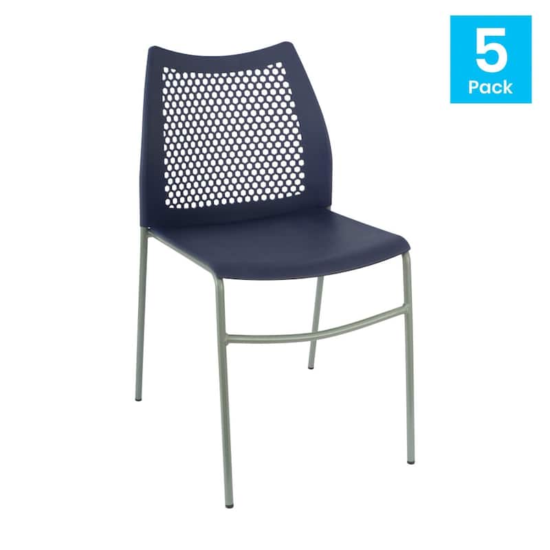 5 Pack Stackable Chair with Vented Back and Waterfall Seat - 17.75"W x 21.5"D x 32"H
