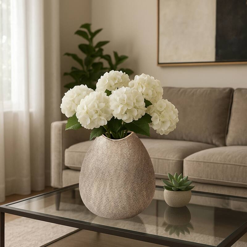 Ceramic Teardrop Textured Surface Vase - Silver