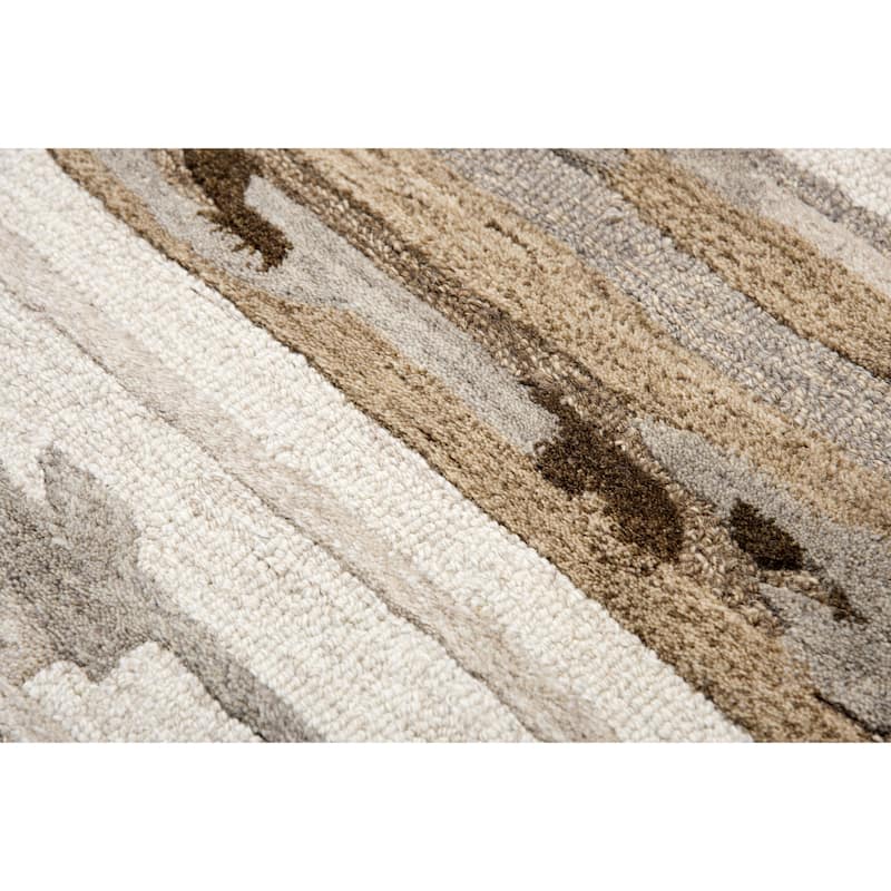 Alora Decor Flare Abstract Tan, Beige, and Brown Hand-tufted Wool Rug