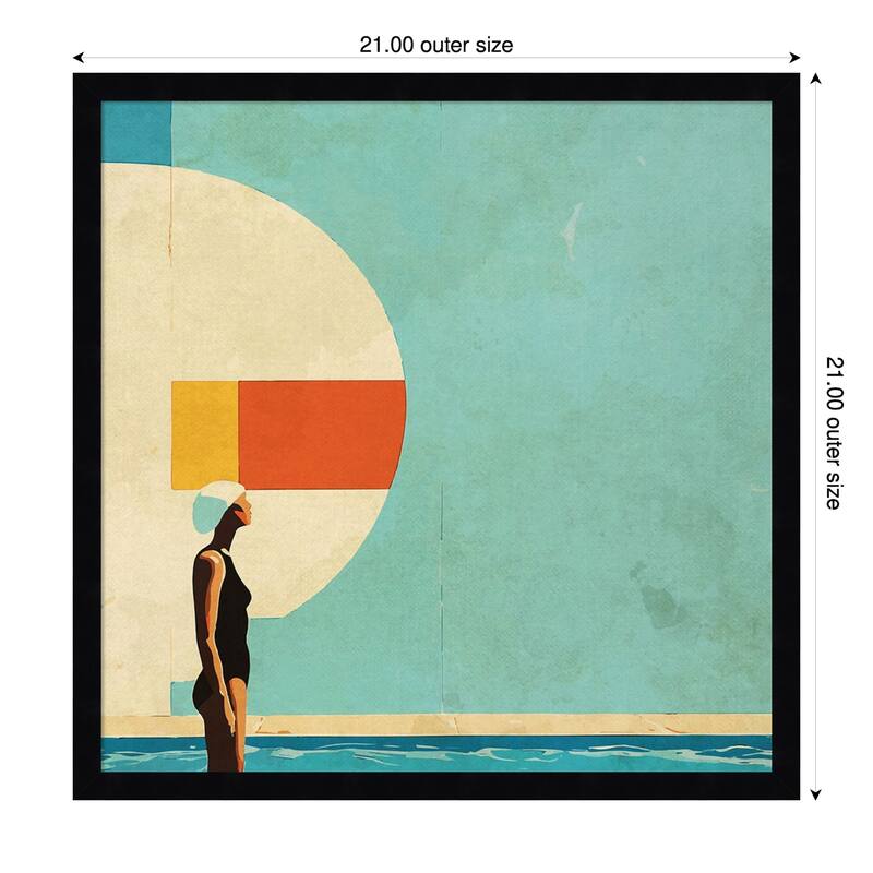 Mid Century Pool by Layla Oz Wood Framed Wall Art Print - 21 x 21 in - Black