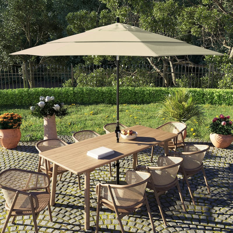 North Bend 11-foot Crank Open Auto-tilt Black Umbrella by Havenside Home