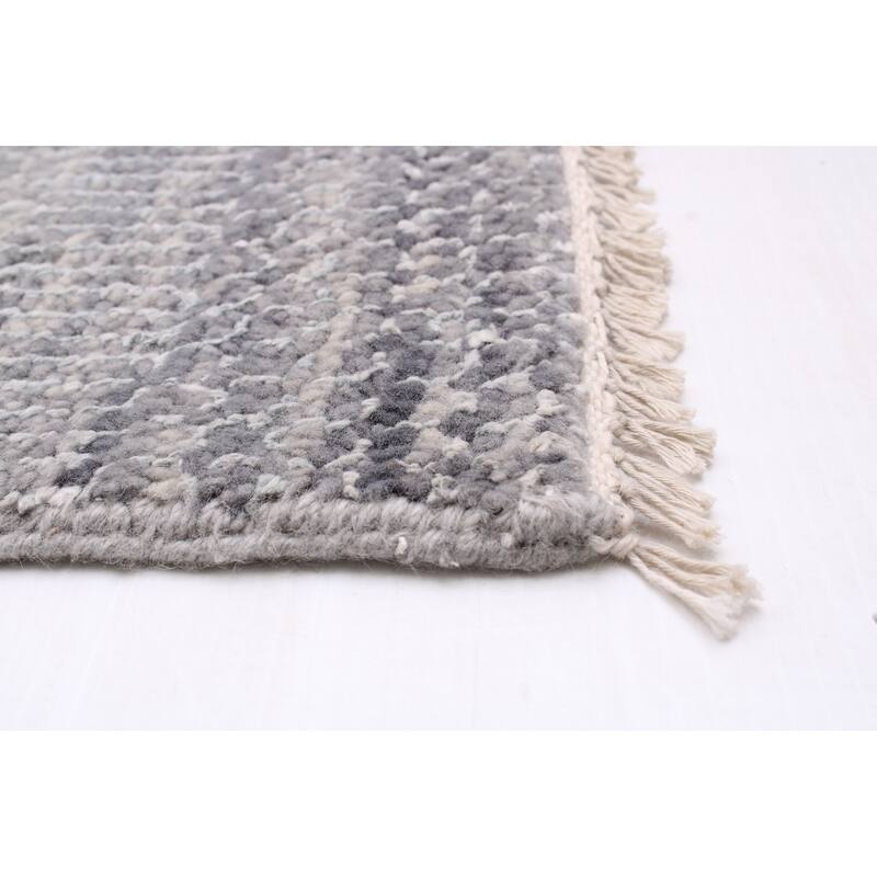 ECARPETGALLERY Hand-knotted Silk Shadow Grey Wool Rug - 8'9 x 11'9