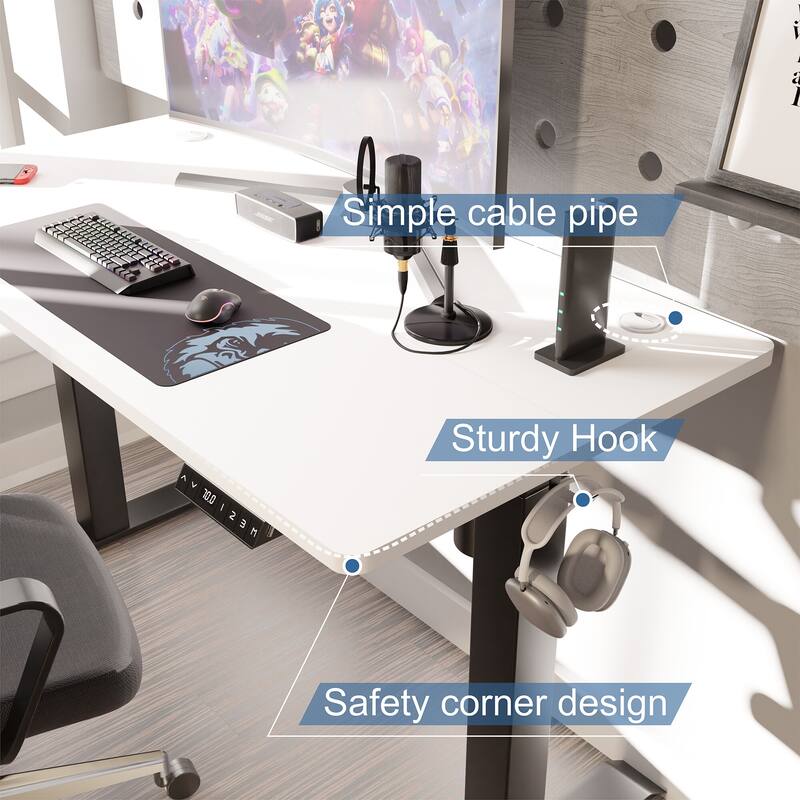 Futzca Height Adjustable Electric Standing Desk Sit Stand Computer Stand up Desk with Splice Board