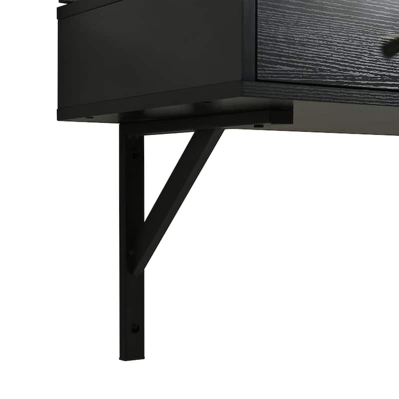 Floating Makeup Vanity with Mirror,3-Color Lights and Power Outlet