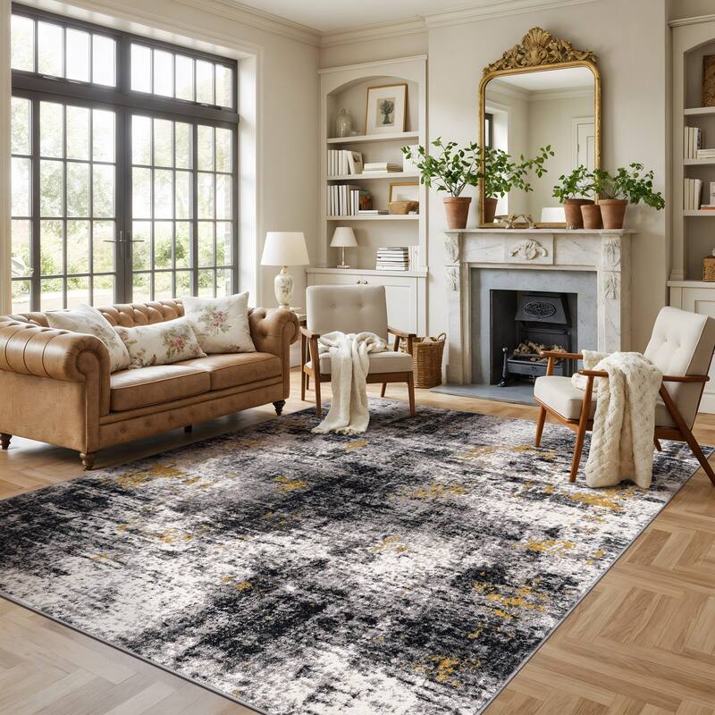 World Rug Gallery Adare Contemporary Abstract Area Rug - 7' 10" x 10' - Yellow