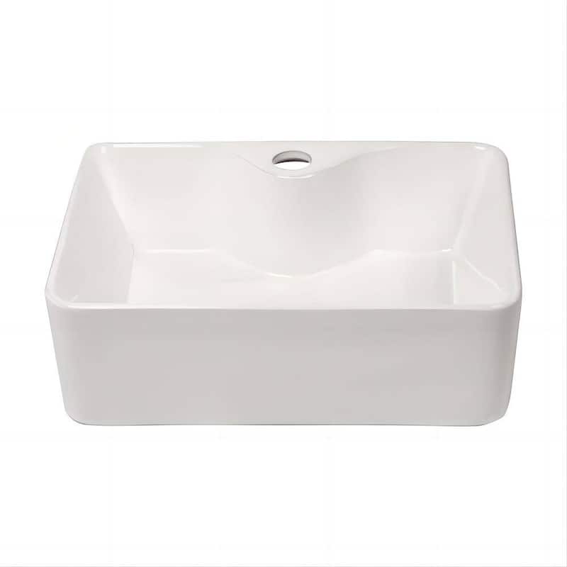 Dornberg 16"x12" White Ceramic Rectangular Vessel Bathroom Sink