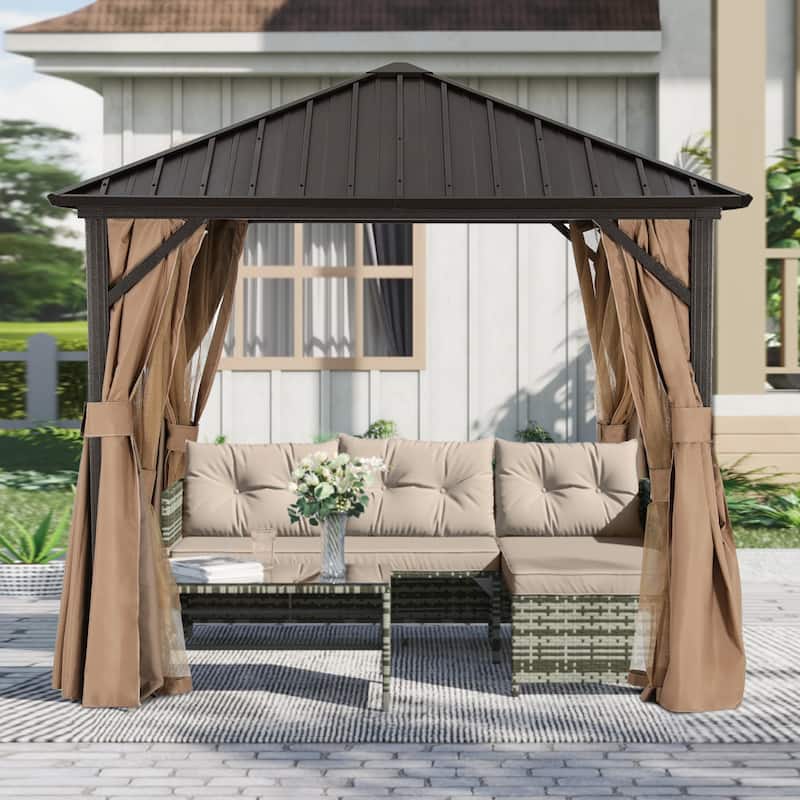 ABCCANOPY Outdoor Hardtop Gazebo with Galvanized Steel Double Roof