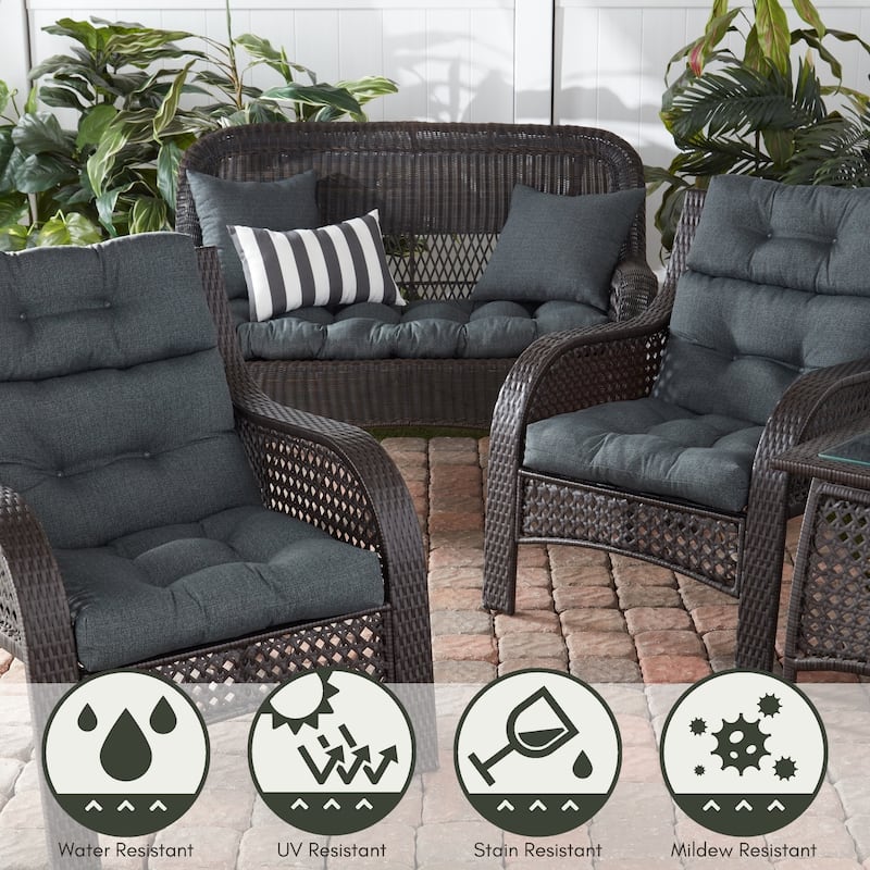 Solid Heathered 44x22-inch Outdoor High-Back Chair Cushion (Cushion Only)