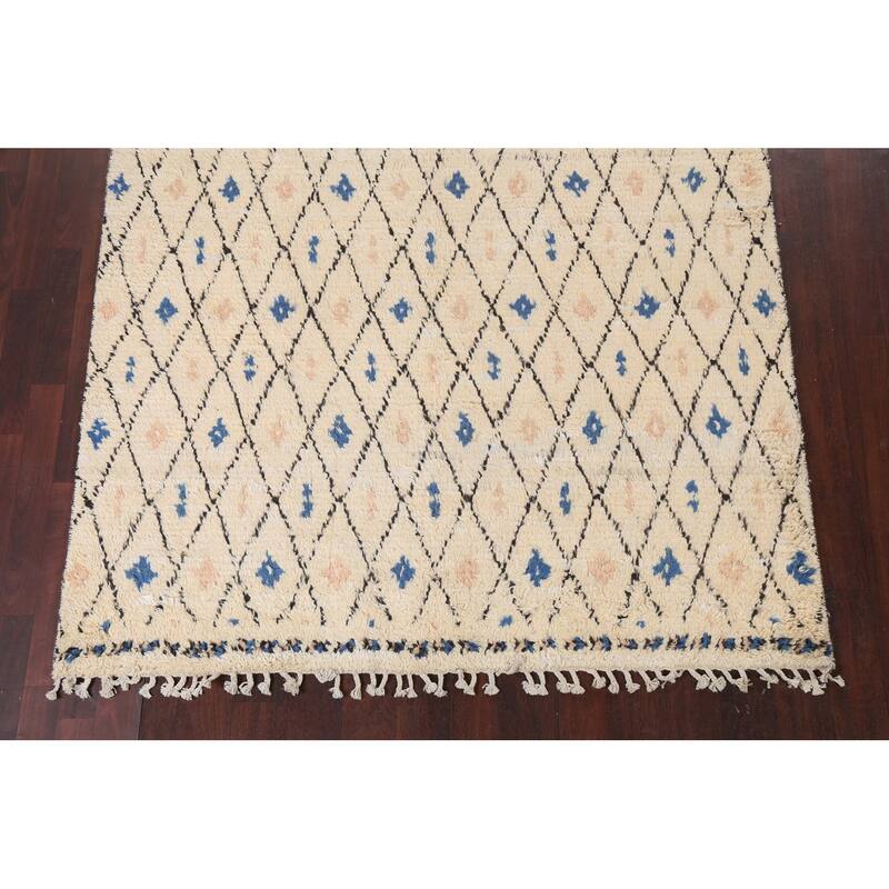 Trellis Moroccan Oriental Wool Area Rug Hand-knotted Decorative Carpet - 5'11" x 9'5"
