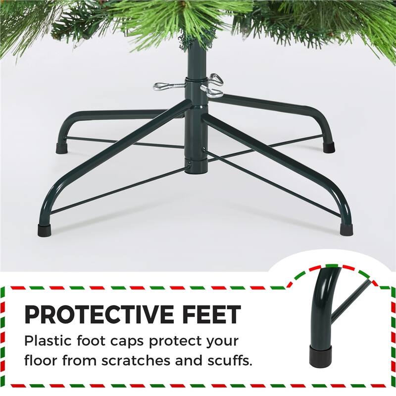 Yaheetech Pre-Lit Christmas Tree Hinged Realistic Tree, Green