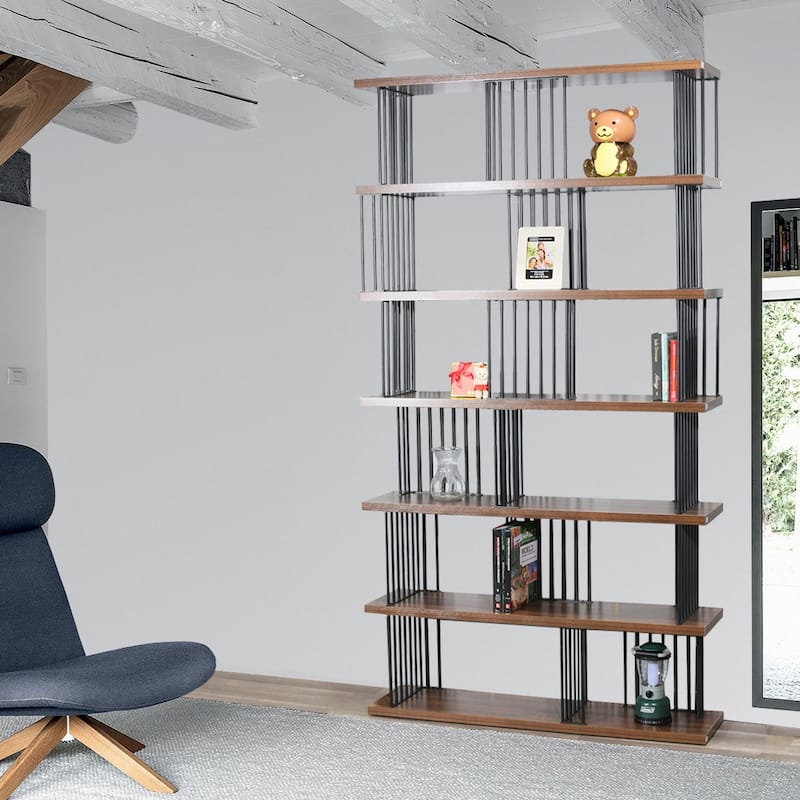 DAVEE Modern & Contemporary Antique Wood 6-tier Bookcase - 86.81*47.24*11.81 inches