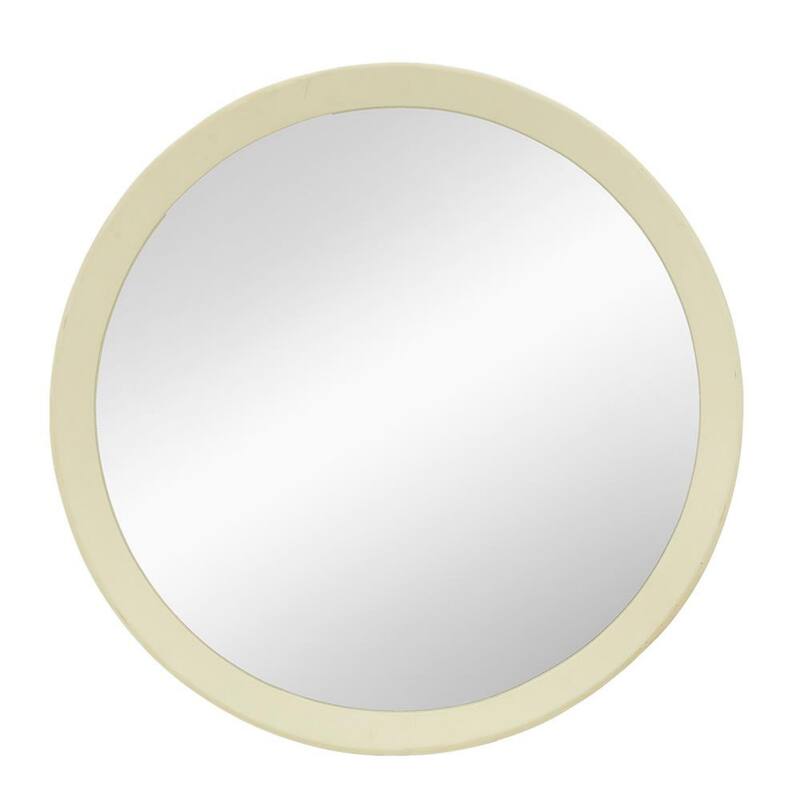 Round mirror with solid wood frame - 19.8"x19.8" - Cream