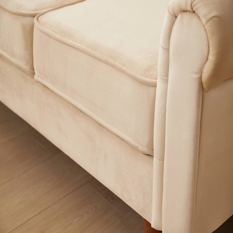 Plush Microfiber Sofa, High-Density Foam Comfort, Solid Wood Frame