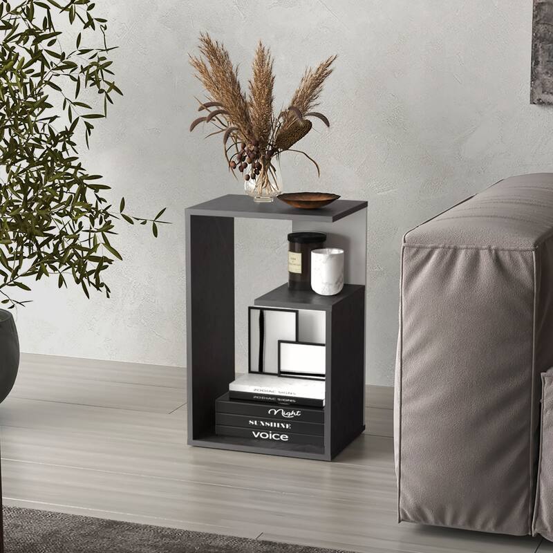 25 Inch High 3-Tier Open Shelf Side Table - Onix White