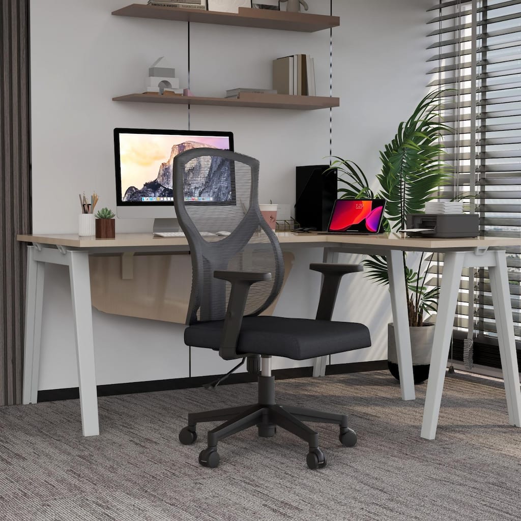 Glen Ergonomic Swivel Adjustable Mesh Exceutive Office Desk Chair with Lumbar Support, Arms & Cotton Seat for Home Office