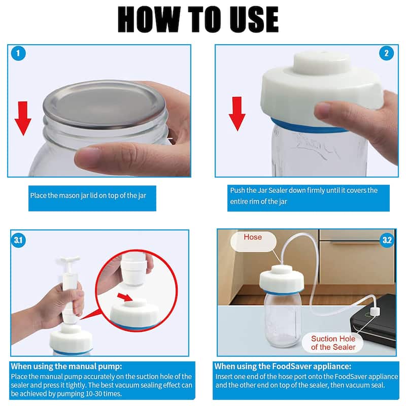 Mason Jar Vacuum Sealer Kit With Accessory For Regular Wide Mouth Mason