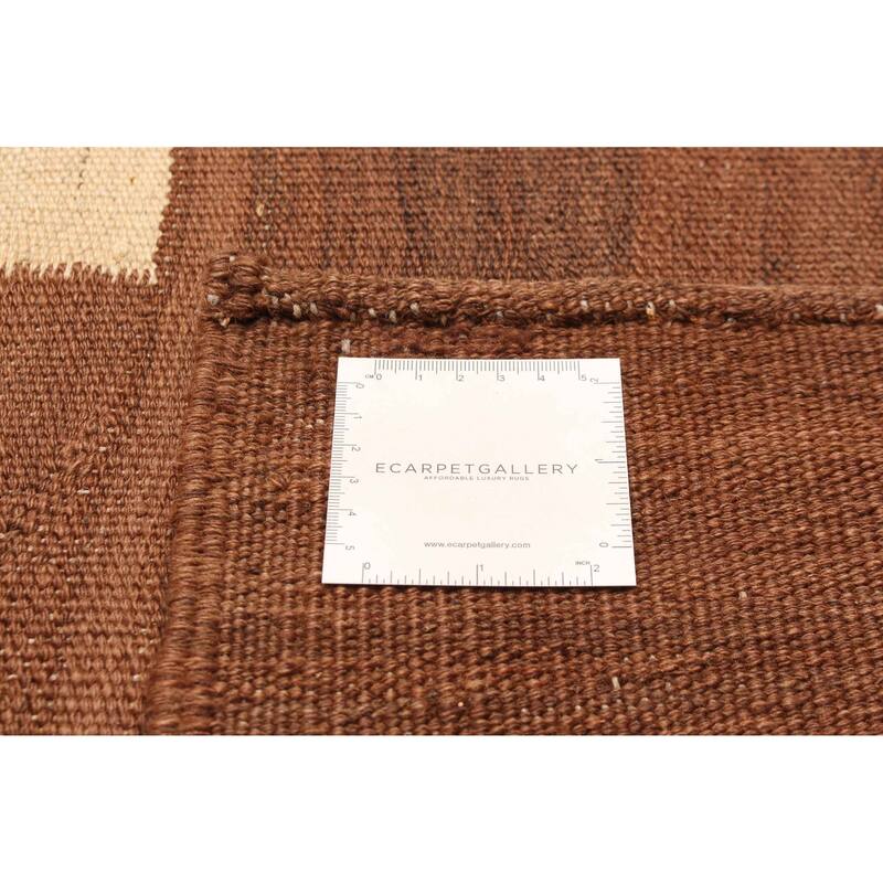 ECARPETGALLERY Flat-Weave Ankara FW Brown Wool Kilim - 7'0 x 9'10