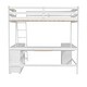 preview thumbnail 11 of 22, Full Size Loft kids Bed Frame with U-Shaped Desk, Storage Shelves, Cabinet & 2-Drawers, Safety Guardrails for Bedroom, White