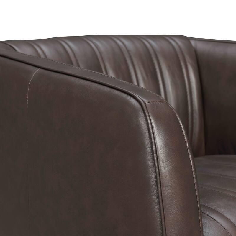 Aries Leather Upholstered Swivel Barrel Chair Living Room Arm Chair