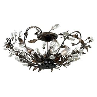 Jardin 19-in W Crystal Bronze Vintage Vine Semi Flush Mount Ceiling Light - 19-in W x 8-in H x 19-in D