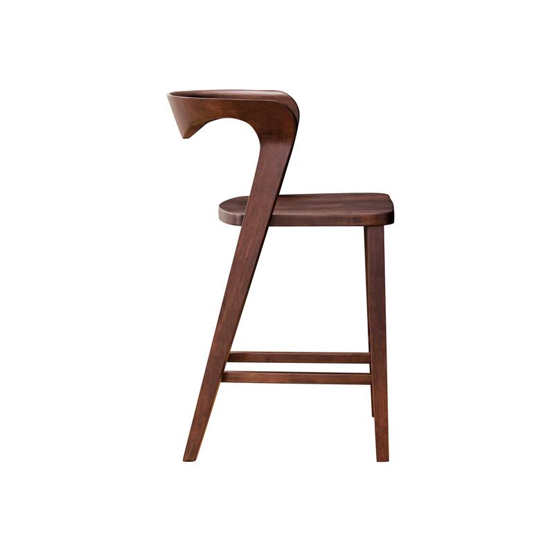 Furniture of America Abigail III Mid-century Modern Handcrafted Solid Hardwood Counter Height Saddle Seat Chairs (Set of 2)