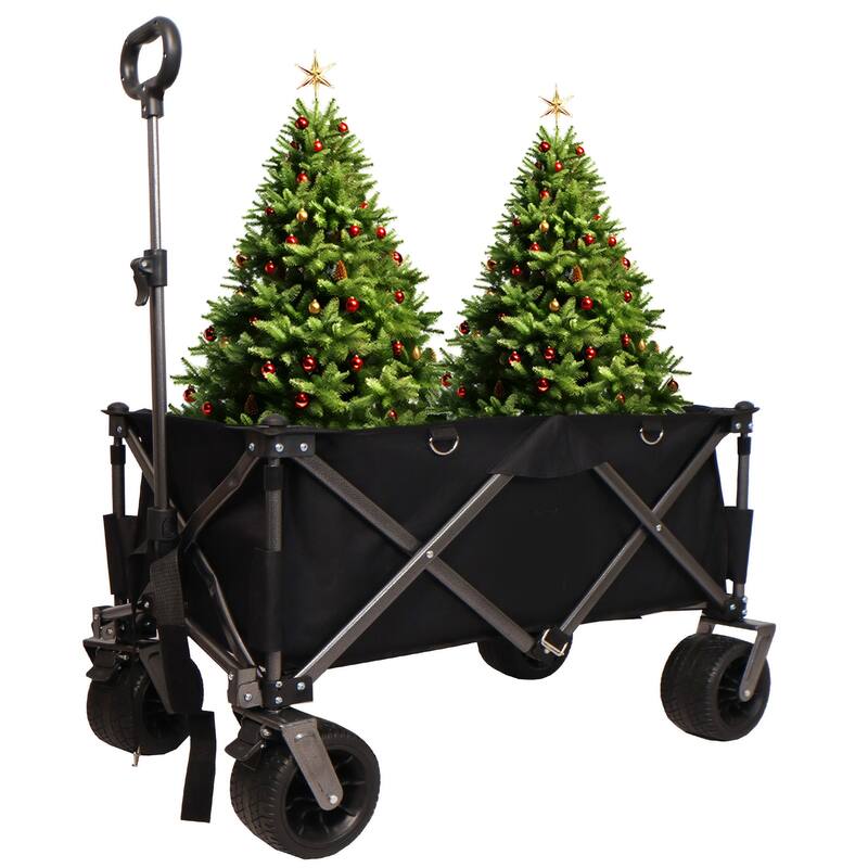Collapsible Utility Wagon - 360° Rotating Wheels, Steel Frame, 200 lb Load, Compact Storage