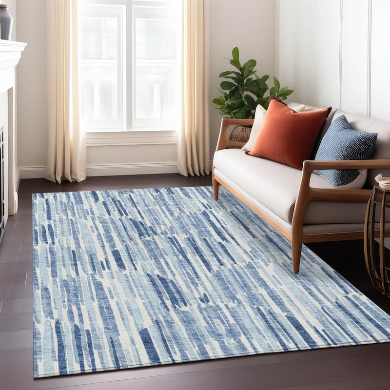 Machine Washable Indoor/ Outdoor Chantille Abstract Watercolor Rug