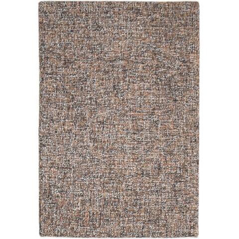 One of a Kind Hand-Tufted Modern 2' x 3' Solid Wool Brown Rug - 2' x 3'