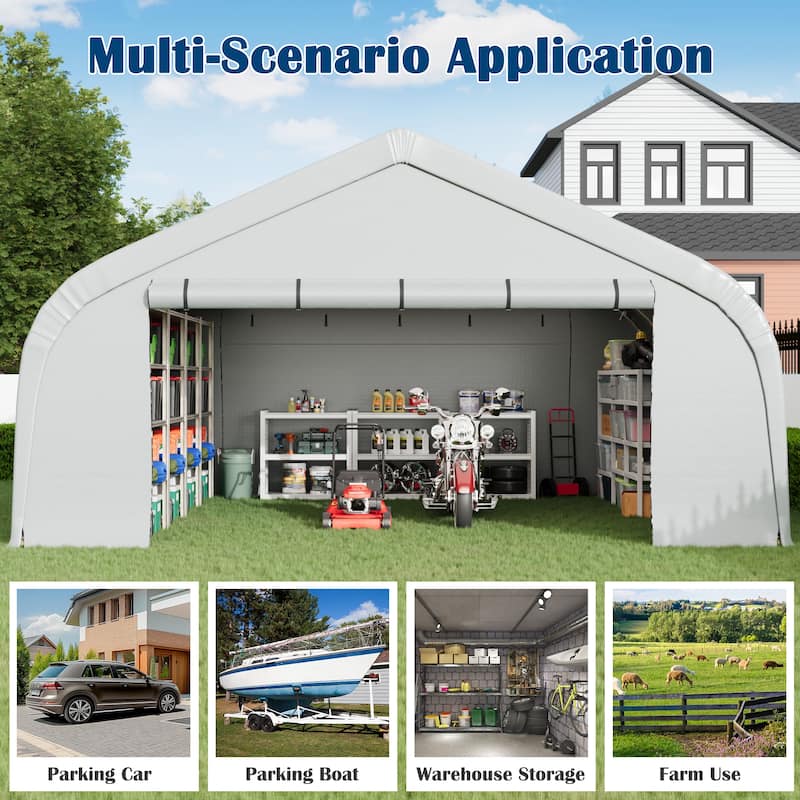 EROMMY 20x20ft Heavy Duty Outdoor Carport, Portable Waterproof Car Canopy Tent with Sidewalls