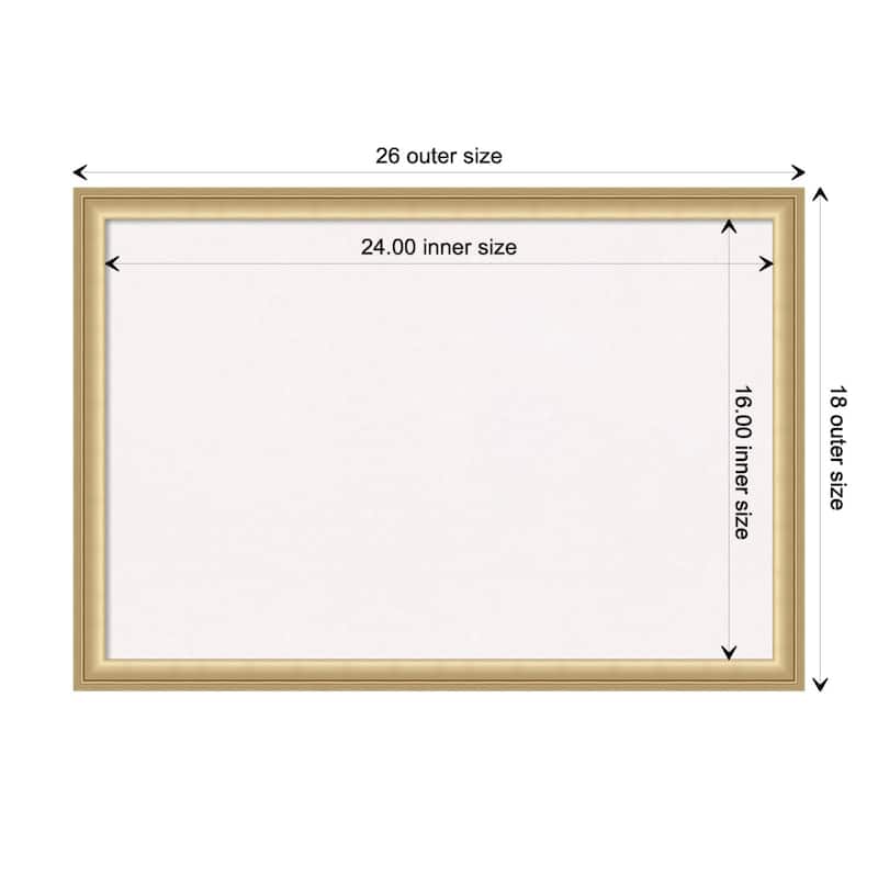 Florence Framed White Corkboard Bulletin Board - Florence Gold - Board Size 24x16