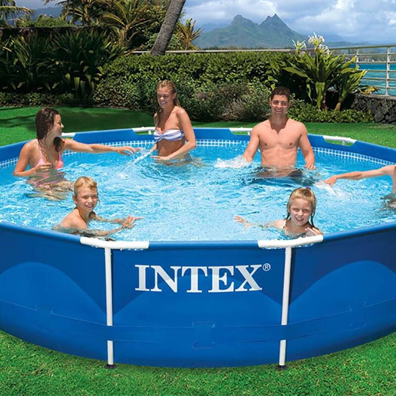 Intex 28211EH 12' x 30" Metal Frame Above Ground Swimming Pool kit with Canopy - 55