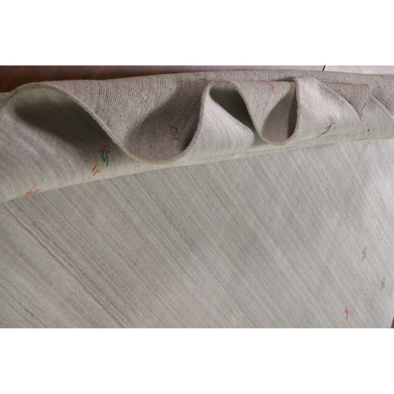 Gabbeh Indian Area Rug Handmade Tribal Beige Wool Carpet - 7'10"x 9'9"