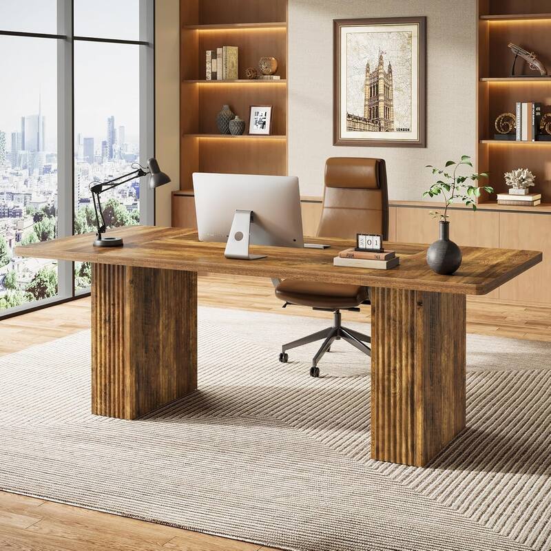 70.1-Inch Executive Desk, Large Engineered Wood Computer Office Desk