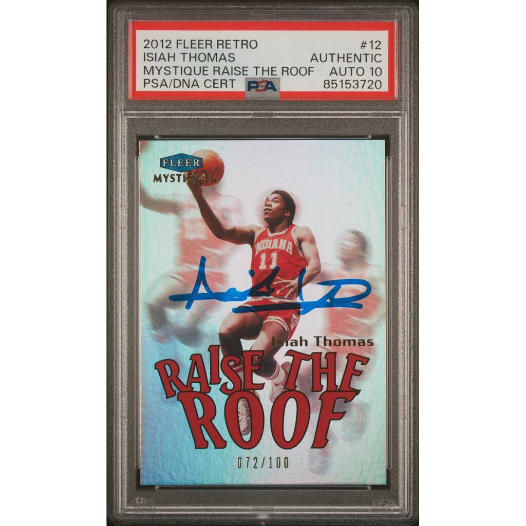 Isiah Thomas 2012 Fleer Retro Raise the Roof Card #12 Auto Graded PSA 10 72/100 - 8'6" x 11'6"