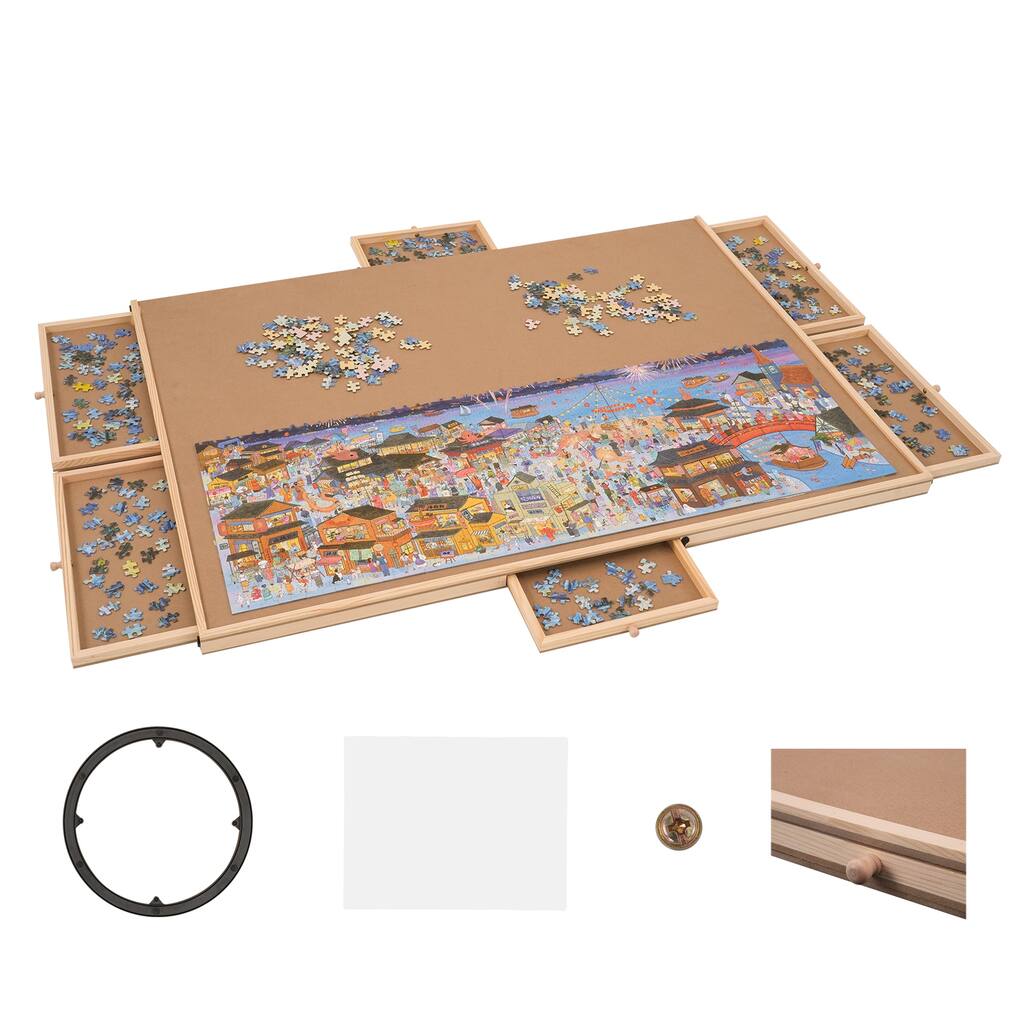 2000 Piece Puzzle Board with 6 Drawers and Cover Portable Puzzle Accessories for Adult - 2000-piece puzzles
