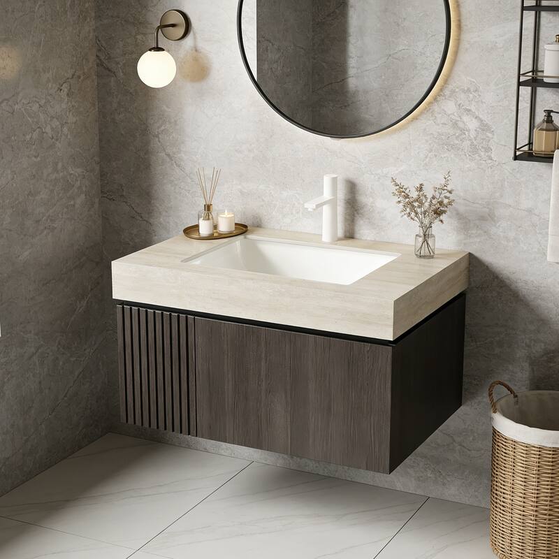 Mondern Floating Bathroom Vanity with 1 Pre-drilled Faucet Holes