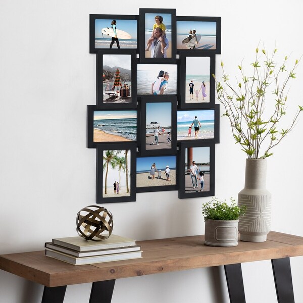 Adeco Black Wood 12-opening Collage Photo Frame - Bed Bath